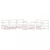 Set mobilier de gradina, 7 piese, alb, lemn masiv de pin