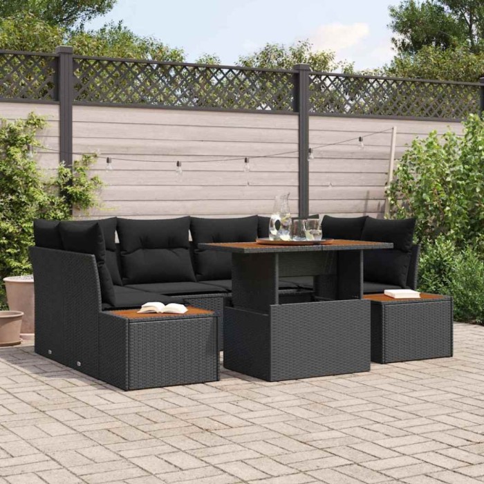 vidaXL Set de masă pentru grădină 9 pcs Negru și Maro 100 x 55 x 73 cm 3350035