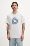 Converse tricou din bumbac bărbați, culoarea gri, cu imprimeu, 10027998-A01