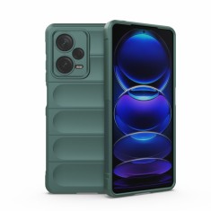 Husa pentru xiaomi redmi note 12 pro 5g, antisoc, margini cu striatii, design minimalist, green foto