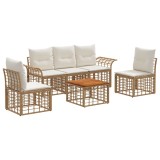 vidaXL Set de canapele de exterior 6 pcs Alb Natural și Crem Poliester 3437662