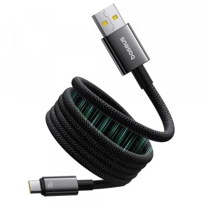 Cablu Date si Incarcare USB-A - USB-C Baseus Tungsten Gold, 100W, 1m, Negru P10319805111-02 foto