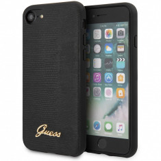 Husa Plastic - Piele Guess Lizard pentru Apple iPhone 8 / Apple iPhone SE (2020), Neagra GUHCI8PCUMLLIBK