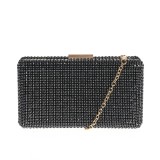 Geanta plic cu pietre negre si bareta aurie din lant
