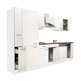Leziter Mobilier Bucatarie Yorki 310 Alb 300cm cu Rafturi Modular
