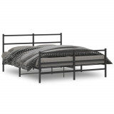 VidaXL Cadru pat metalic cu tăblie de cap/picioare&nbsp;, negru, 150x200 cm