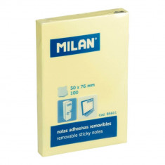 Set 10 Notite Adezive MILAN, 50x76 mm, 100 File, Galben Pal, Post-it, Sticky Notes, Bloc de Hartie, Memo Adeziv, Set Notite Adezive, Post-it-uri, Noti