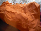 Set de 2 draperii portocalii din bumbac, latime 135 cm, H= una 200cm, alta 220