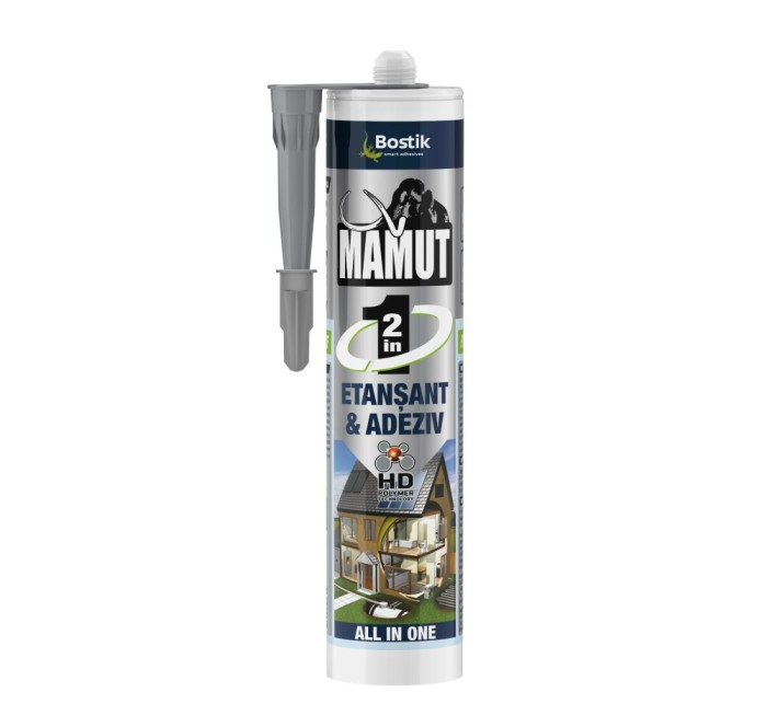 Adeziv pentru suprafete multiple, flexibil, Mamut Universal 2 in 1, interior / exterior, gri, 290 ml