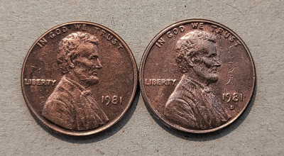 1 cent USA - SUA - 1981 P+D foto