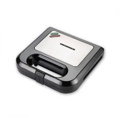 Sandwich maker Heinner, 750 W, 22.5 x 13 cm, placi antiadezive fixe, tip grill, Negru/Argintiu