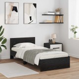 vidaXL Cadru de pat cu LED Stejar Negru 80 x 200 cm Lemn prelucrat 8009000