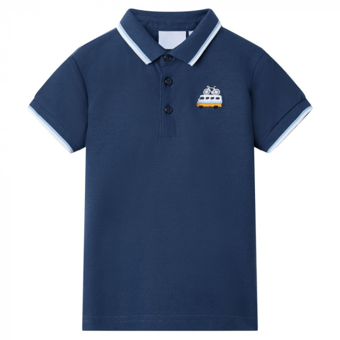 Tricou polo pentru copii, albastru &icirc;nchis, 128 GartenMobel Dekor