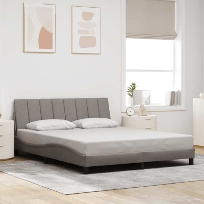 vidaXL Cadru de pat fără saltea, Hanko, gri taupe, 160x200 cm, textil 3310402 foto