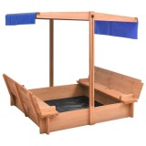 Cumpara ieftin Cutie de nisip cu acoperiș, 112x112x112 cm, lemn brad