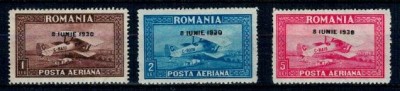 1930 - Posta aeriana C.RAIU supr., fil. oriz., serie nestampilat foto