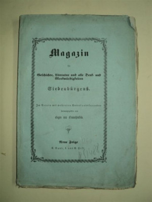 MAGAZIN GESCHICHTE, LITTERATUR UND ALLE DENF. - SIEBENBURGENS, BRASOV 1860 foto