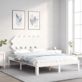 VidaXL Cadru de pat cu tăblie, alb, 120x200 cm, lemn masiv
