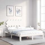 VidaXL Cadru de pat fără saltea, alb, 120x200 cm, lemn masiv pin