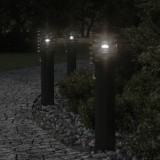 VidaXL Lămpi exterioare de podea senzori 3 buc. negru 60 cm oțel inox