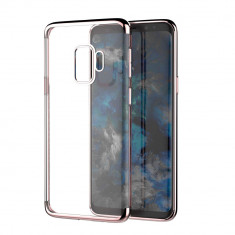 Husa Huawei P20 Lite Transparent cu Margini Roz-Aurii foto