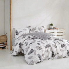 Lenjerie de pat pentru o persoana Single XL (DE), Plume - Grey, Pearl Home, Bumbac Ranforce