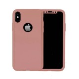 Husa Full Cover 360 de grade fata+spate+folie sticla pentru iPhone X Rose Gold, Roz, MyStyle