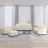 vidaXL Set de canapele cu perne, 4 piese, crem, catifea