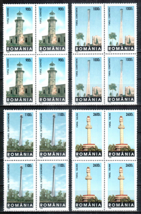 Romania 1998, LP 1474, Faruri, seria in bloc de 4, MNH!