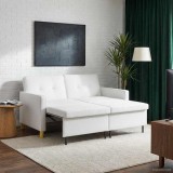 vidaXL Canapea extensibilă Alb Țesătură 42033349
