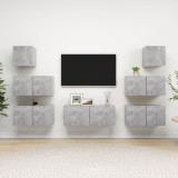 VidaXL Set de dulapuri TV, 7 piese, gri beton, lemn prelucrat