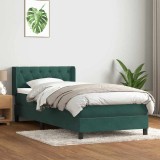 vidaXL Pat box spring cu saltea, verde &icirc;nchis, 80x210 cm, catifea 3318348
