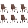 Scaune gradina stivuibile Gossi, 6 buc, maro, textilena si otel, 55x65x89cm, max 110kg