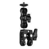 Clește Andoer cu brat dublu articulat, surub 1/4, prindere monitor, lumina video, microfon