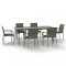 Set mobilier de gradina cu perne, 7 piese, negru/gri, poliratan