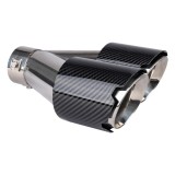Ornament toba esapament universal dreapta dubla carbon din otel inoxidabil AMiO, montaj cu suruburi sau sudura, prindere 32mm-52mm, lungime 245/230mm