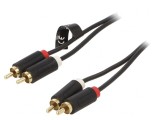 Cablu RCA Aurit 3m Negru x2, Vention