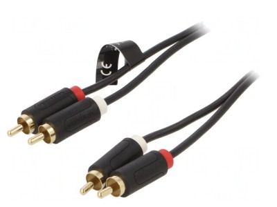 Cablu RCA Aurit 3m Negru x2 foto