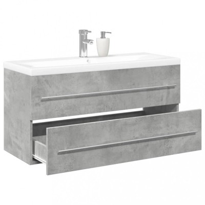 Set mobilier de baie, 2 piese, gri beton, lemn compozit foto