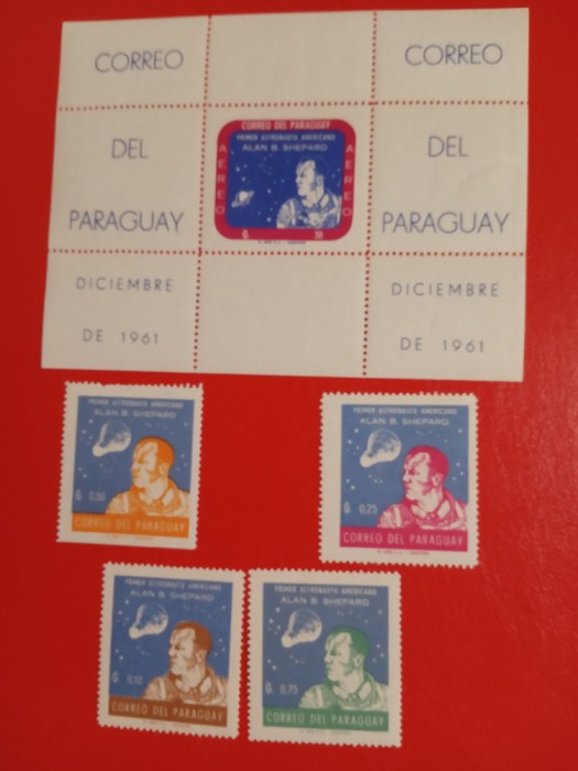 PARAGUAY, SPACE SHEPARD - COLIȚĂ + 4 VALORI MNH