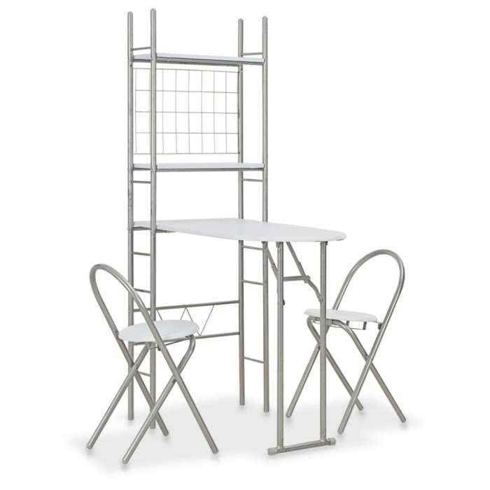 vidaXL Set mobilier bucătărie cu depozitare, 3 piese, alb, MDF și oțel