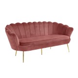 Cumpara ieftin Canapea catifea roz auriu Noblin 178x76x77 cm