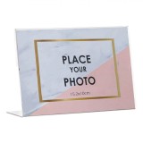 Ramă foto decorativă transparentă cu textură marmură, 15.2x10cm, CMCLASS