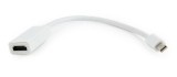 CABLU video GEMBIRD, adaptor Mini-DisplayPort (T) la HDMI (M), 10cm, rezolutie maxima Full HD (1920 x 1080) la 60Hz, alb, &amp;quot;A-mDPM-HDMIF-02-W&amp;quot