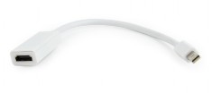 CABLU video GEMBIRD, adaptor Mini-DisplayPort (T) la HDMI (M), 10cm, rezolutie maxima Full HD (1920 x 1080) la 60Hz, alb, &quot;A-mDPM-HDMIF-02-W&quot; (timbru