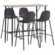 vidaXL Set mobilier de bar, 5 piese, gri inchis, material textil foto