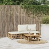 VidaXL Set mobilier de grădină, cu perne alb crem, 4 piese, bambus 3155203