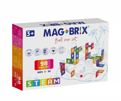 Set magnetic Magblox - 98 piese, circuit cu bile - Magbrix Marble Run foto