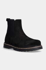 Birkenstock botine din piele intoarsa Highwood Slip On Mid femei, culoarea negru, cu toc plat, 1028187