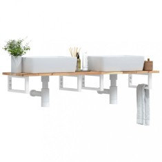 vidaXL Raft pentru lavoar montat pe perete, oțel și lemn masiv acacia 3302680